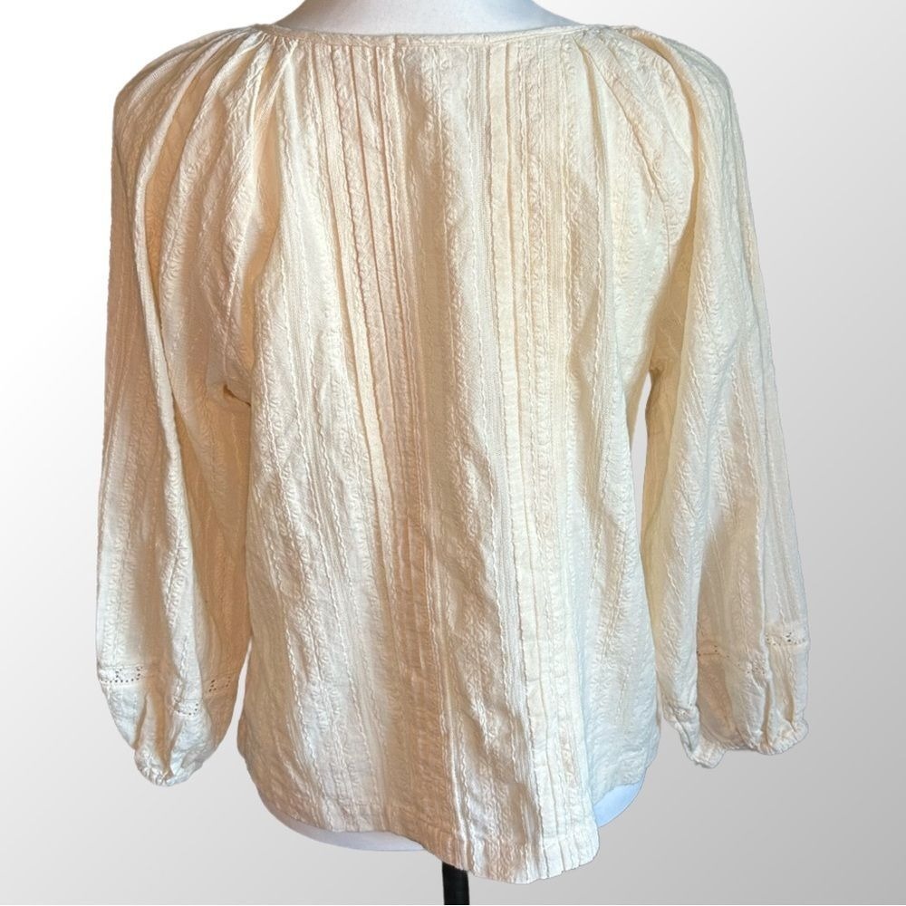 Marine Layer Blouse NWT Women XS Cream Pintuck Lace‎ Peasant Top 15933 - Picture 4 of 11